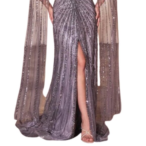 NWT Ladivine CD0239 Tulle Formal Gown English Violet Size 22 - Picture 2 of 6